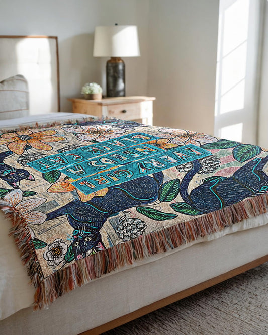 Every Girl Needs A Black Cat Woven Blanket Tapestry