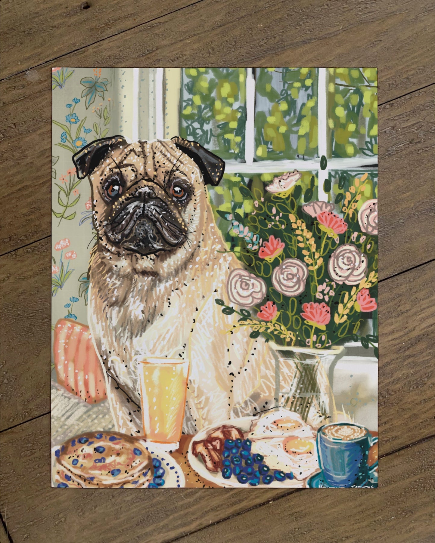 Pug - Build Your Own Pet Portrait Paper Print