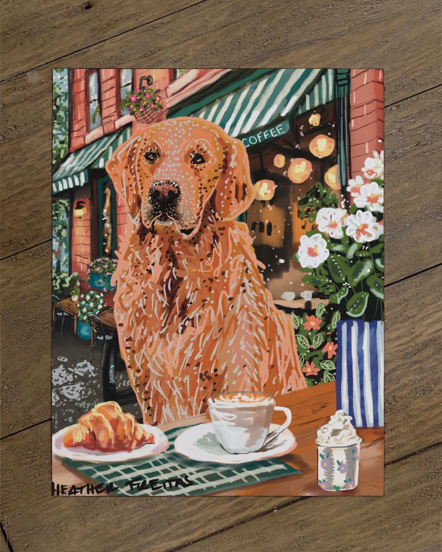 Golden Retriever- Build Your Pet Portrait Paper Print