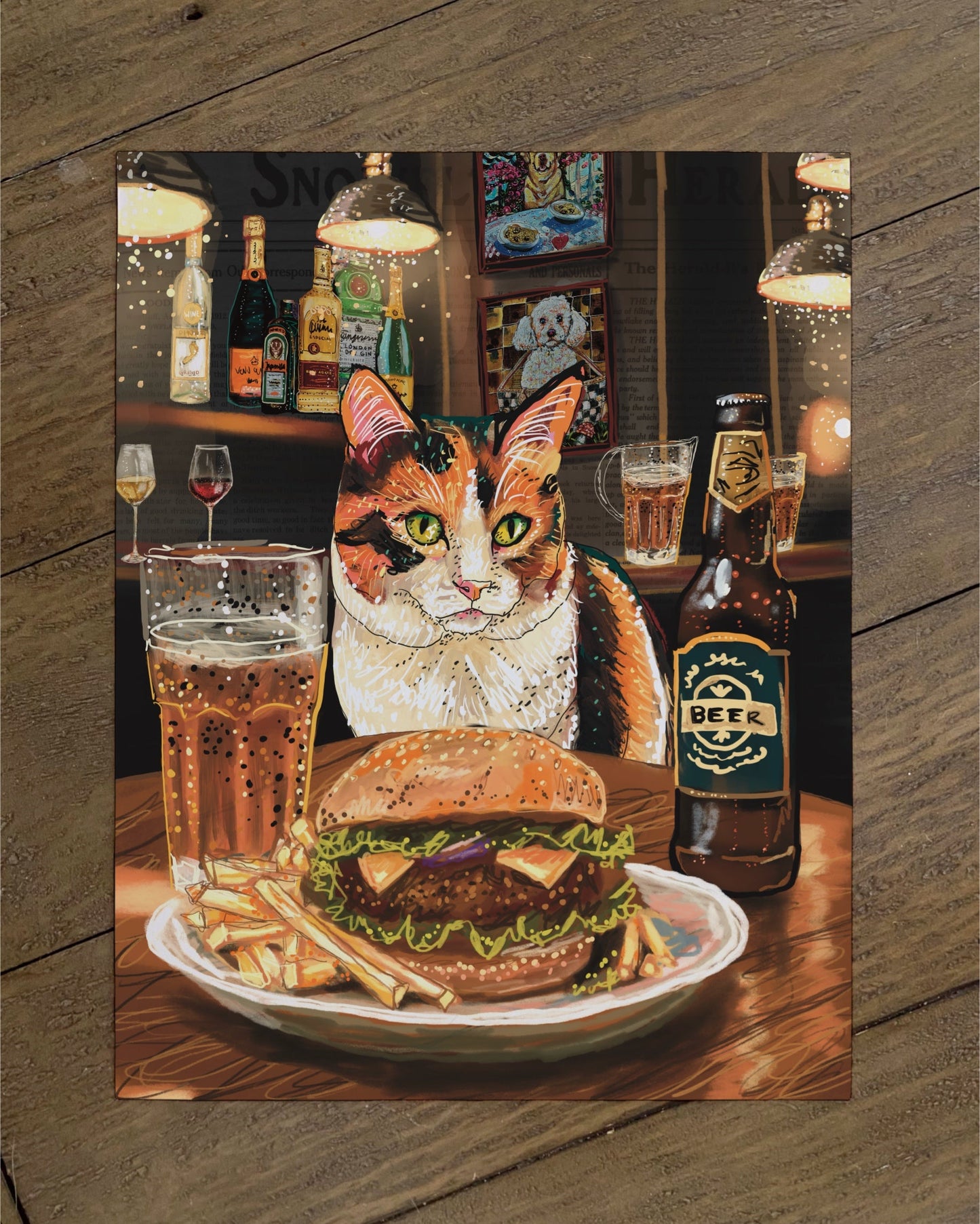 Calico - Build Your Pet Portrait Paper Print