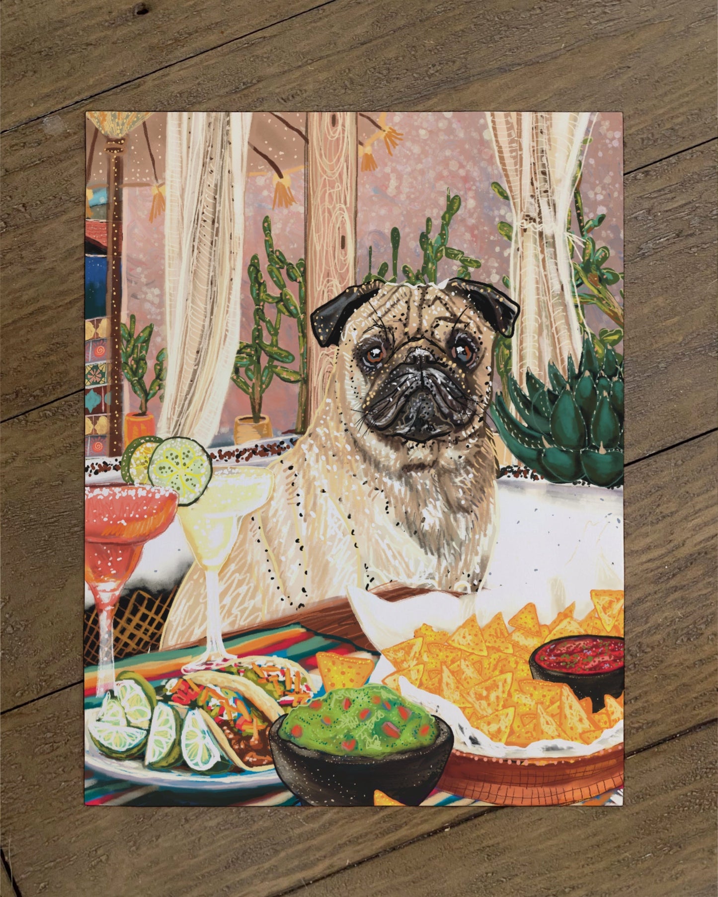 Pug - Build Your Own Pet Portrait Paper Print