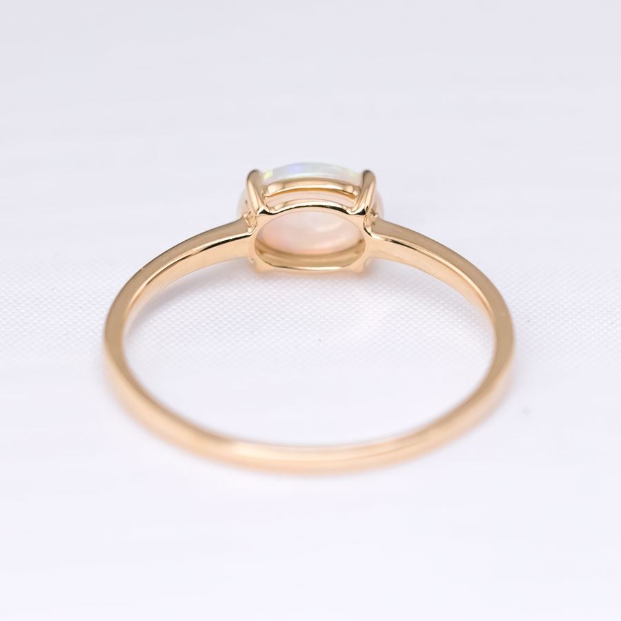 18K Yellow Gold Engagement Ring featuring an Oval Australian Solid Opal