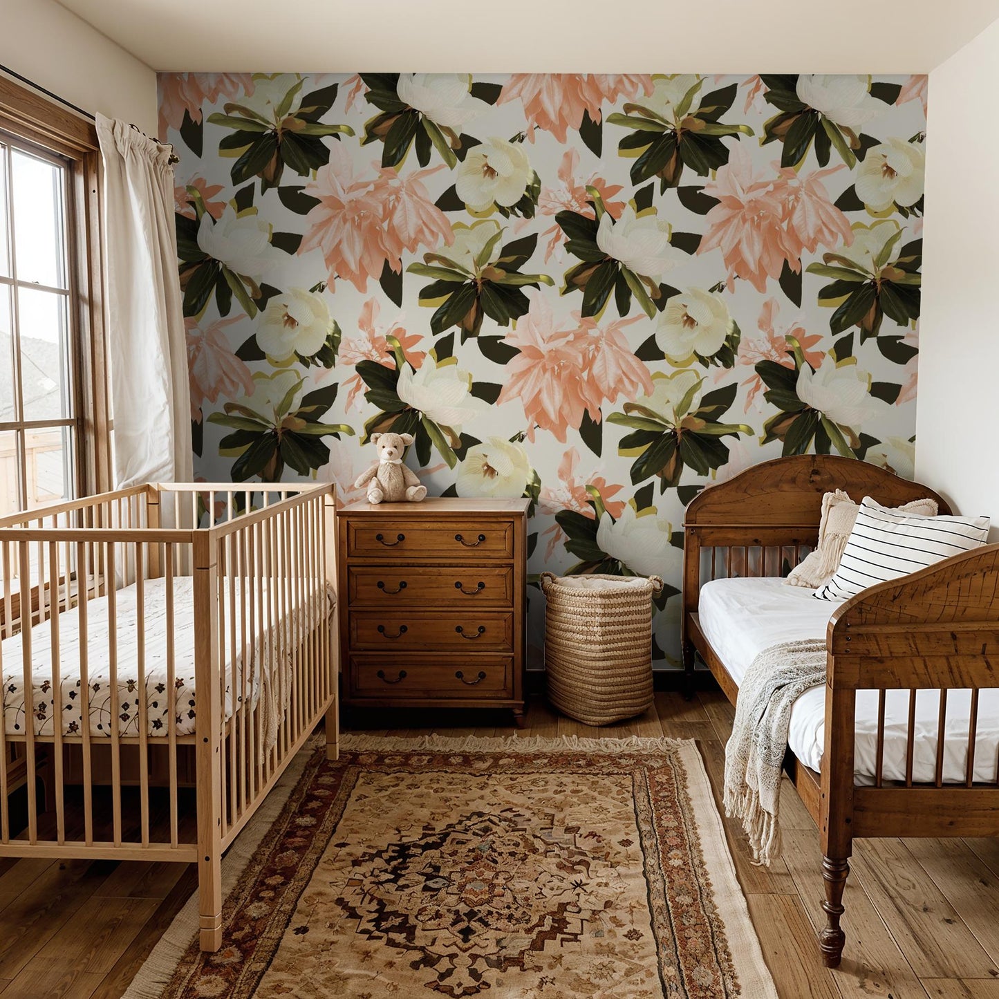 Magnolia Wallpaper, coral