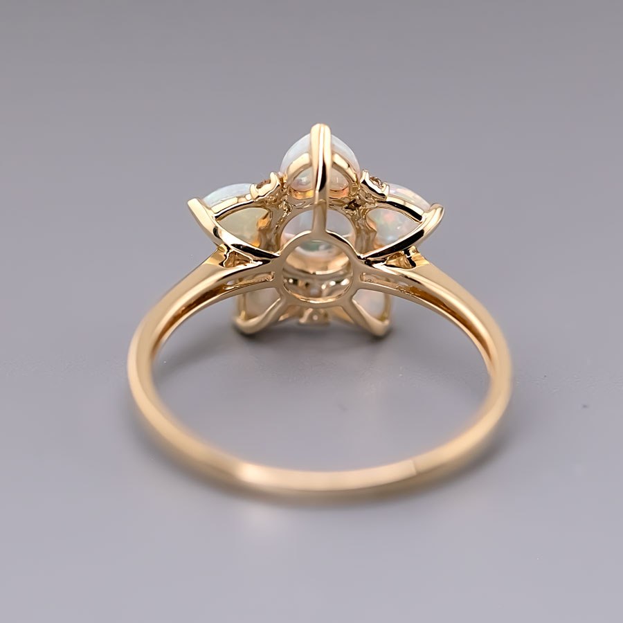 In My Heart - Fire Opal & Australian Opal Diamond Engagement Ring 18K Gold