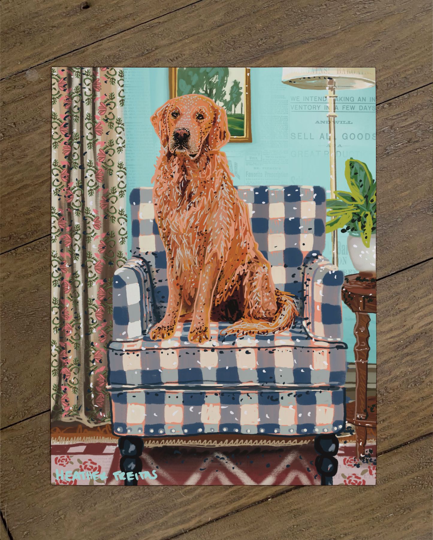 Golden Retriever- Build Your Pet Portrait Paper Print