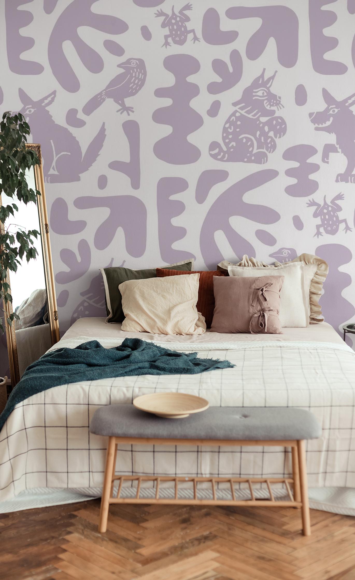 Abstract Animales Wallpaper, lavender