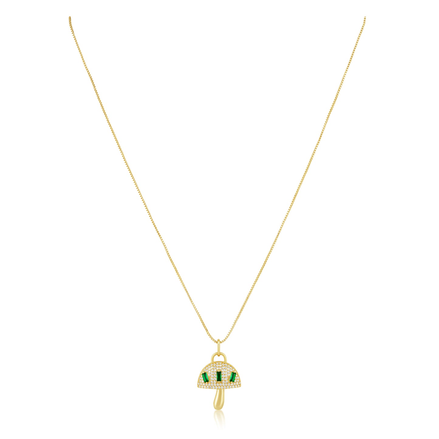 Alice Emerald Mushroom Pendant Necklace