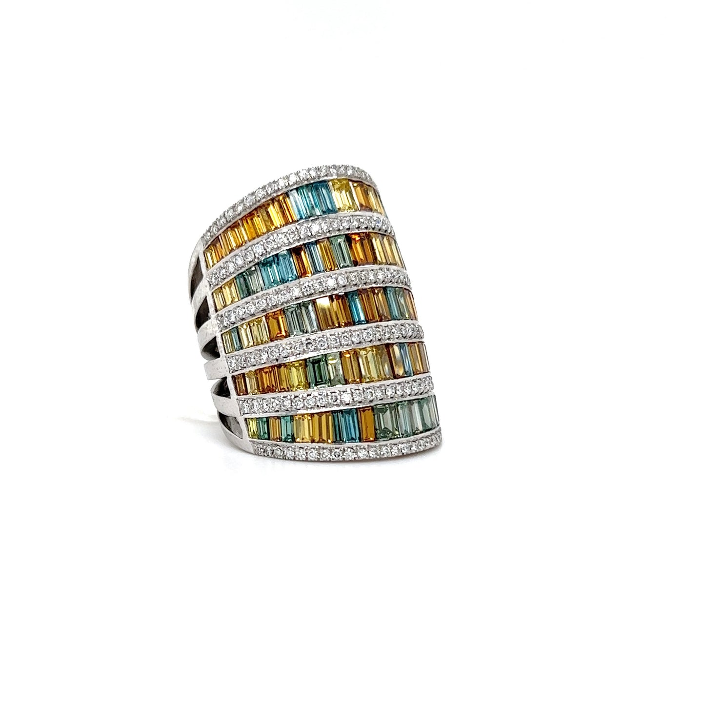 Multi Color Diamond Column Ring