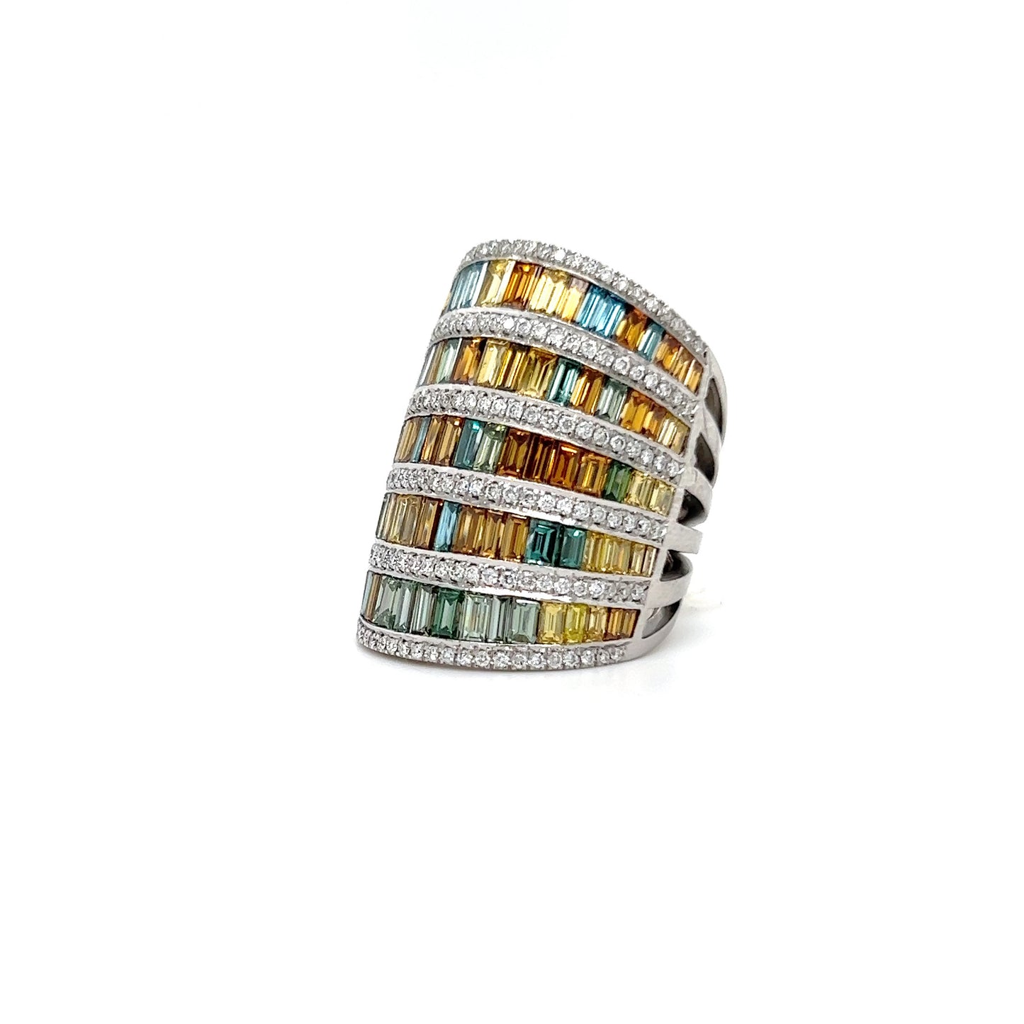 Multi Color Diamond Column Ring