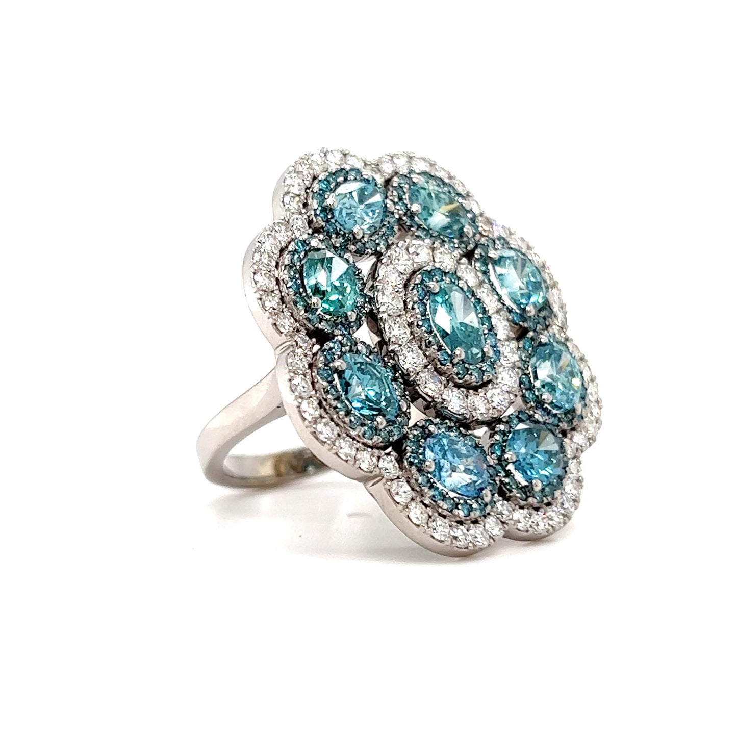 Floral Blue Diamond Ring