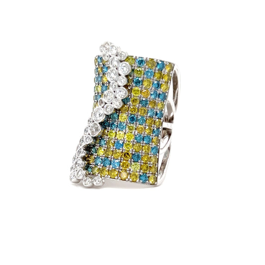 "Lights in the Desert" Yellow and Blue Diamond Ring