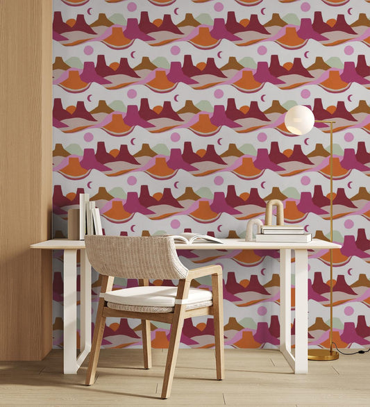 Painted Mesa Wallpaper, magenta