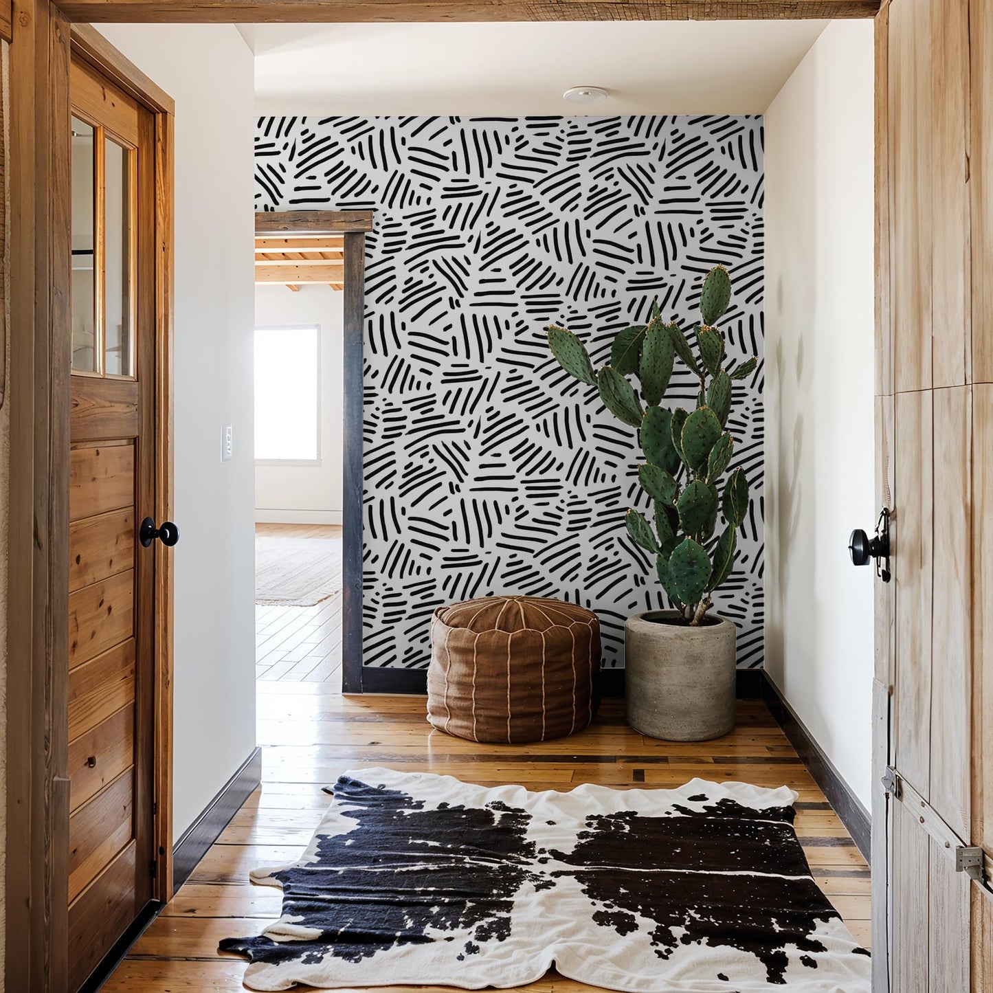 Simple Stripes Wallpaper, white & black