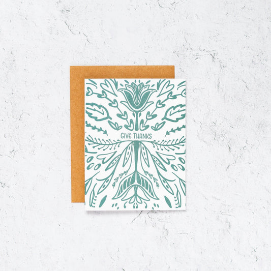 Give Thanks Floral Symmetry Card Box Set of 10