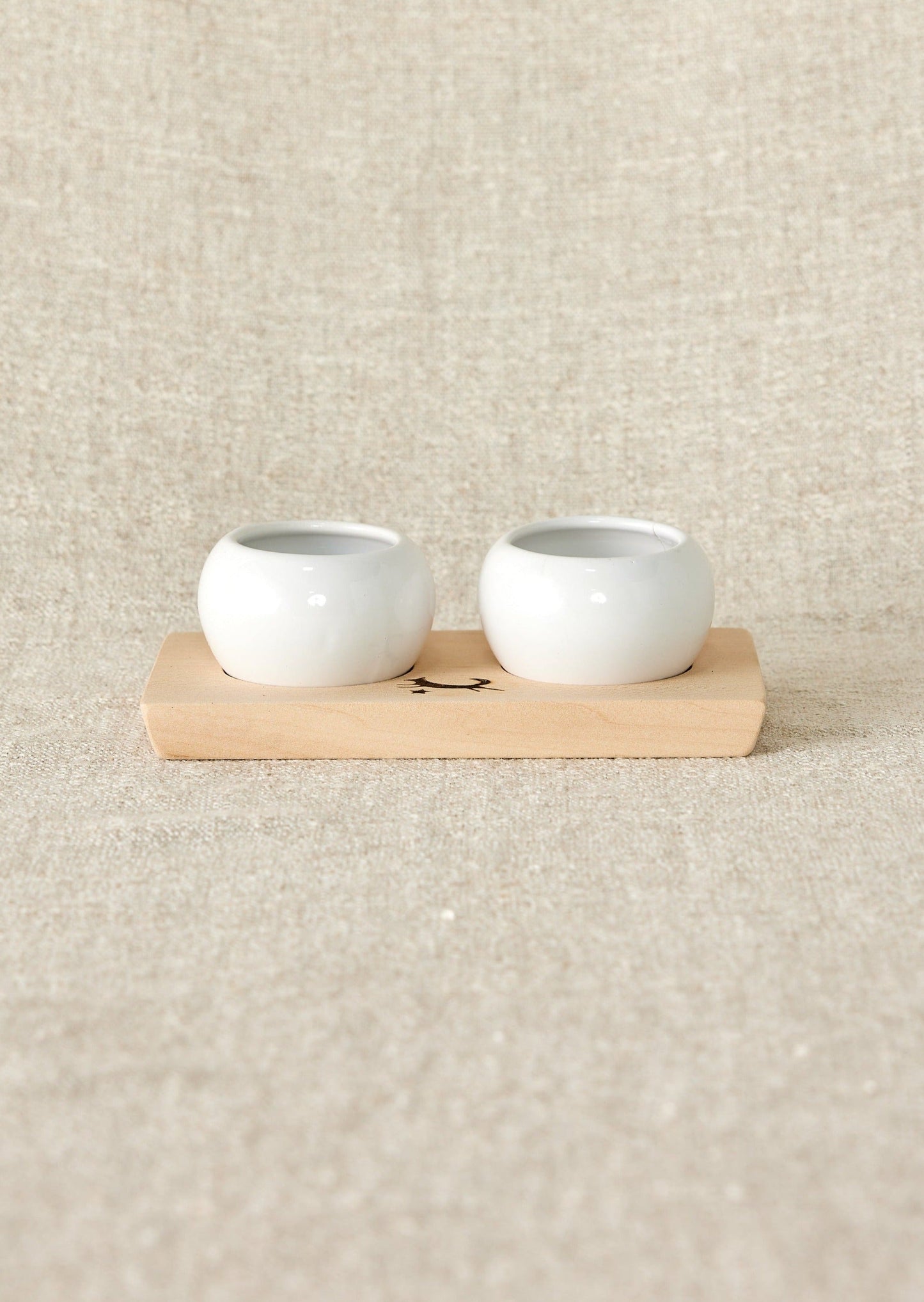 Dipping & Spice Wooden and Ceramic Bowl Pair