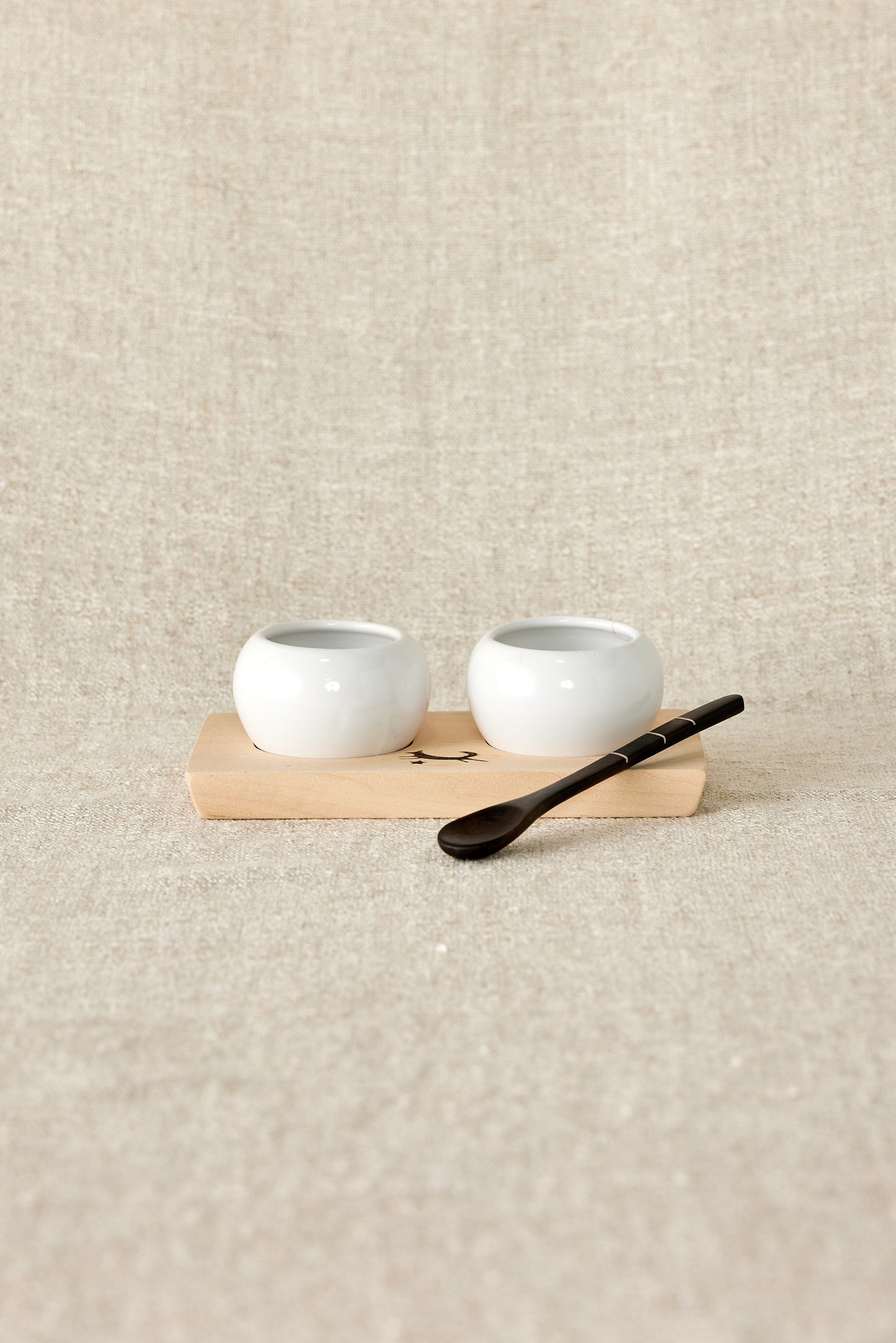 Dipping & Spice Wooden and Ceramic Bowl Pair
