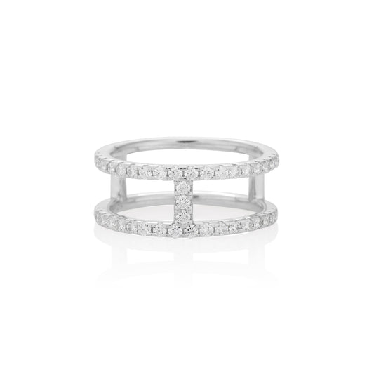 1.5mm Moissanite H Ring in 925 Sterling Silver