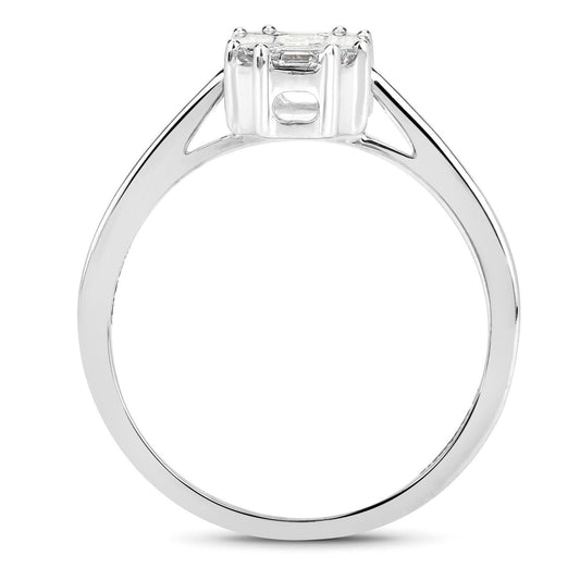 0.48 Carat Genuine White Diamond 18K White Gold Ring