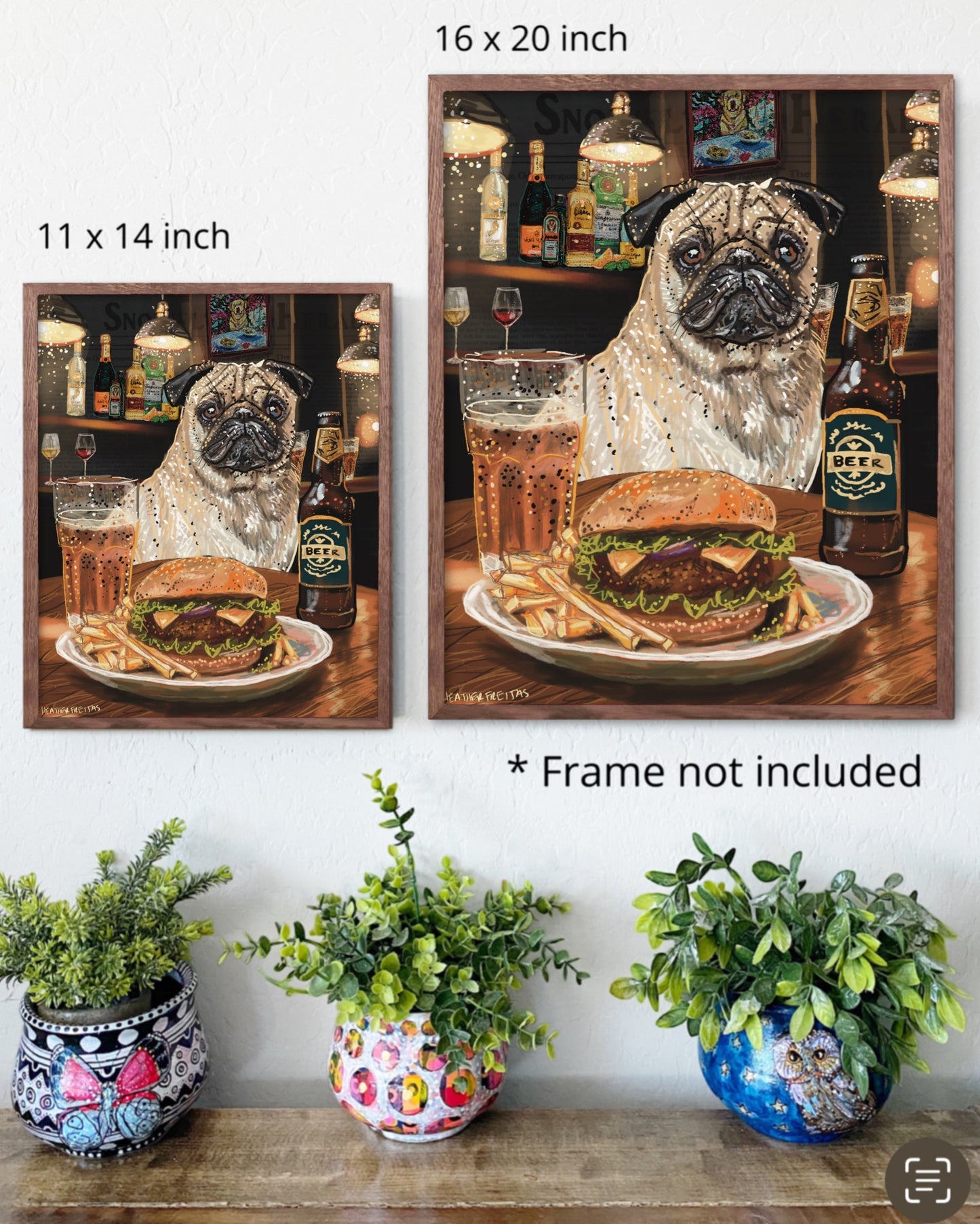 Pug - Build Your Own Pet Portrait Paper Print