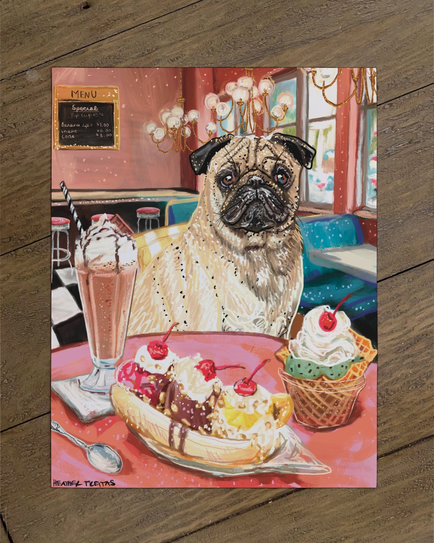 Pug - Build Your Own Pet Portrait Paper Print
