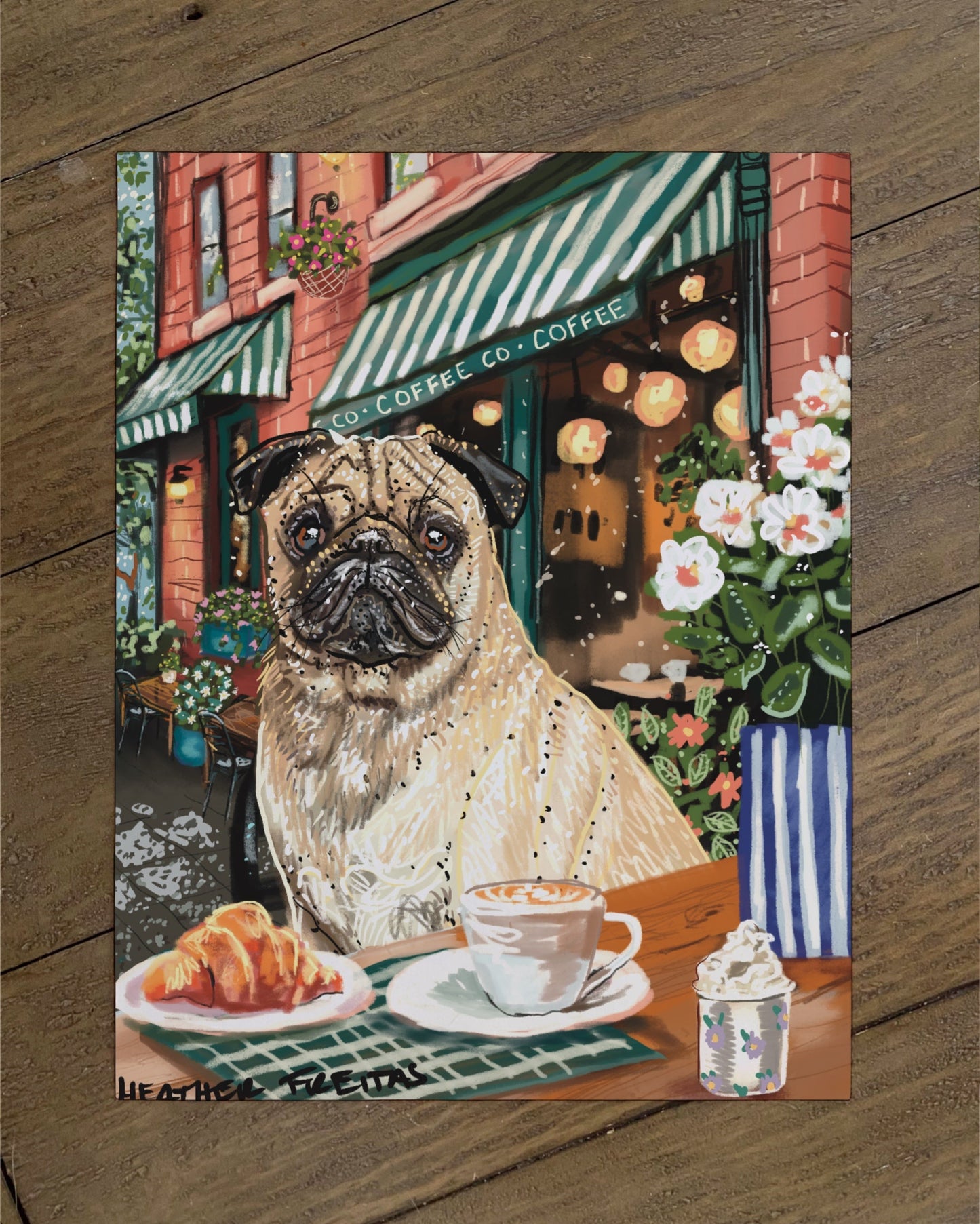 Pug - Build Your Own Pet Portrait Paper Print