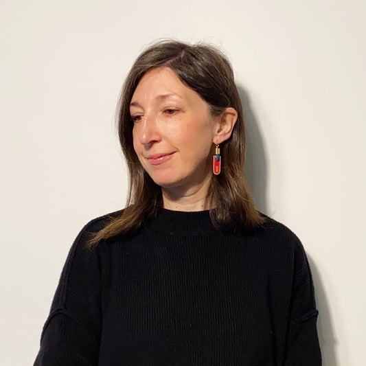 Stripe Geometric Earrings in Indigo/Mauve