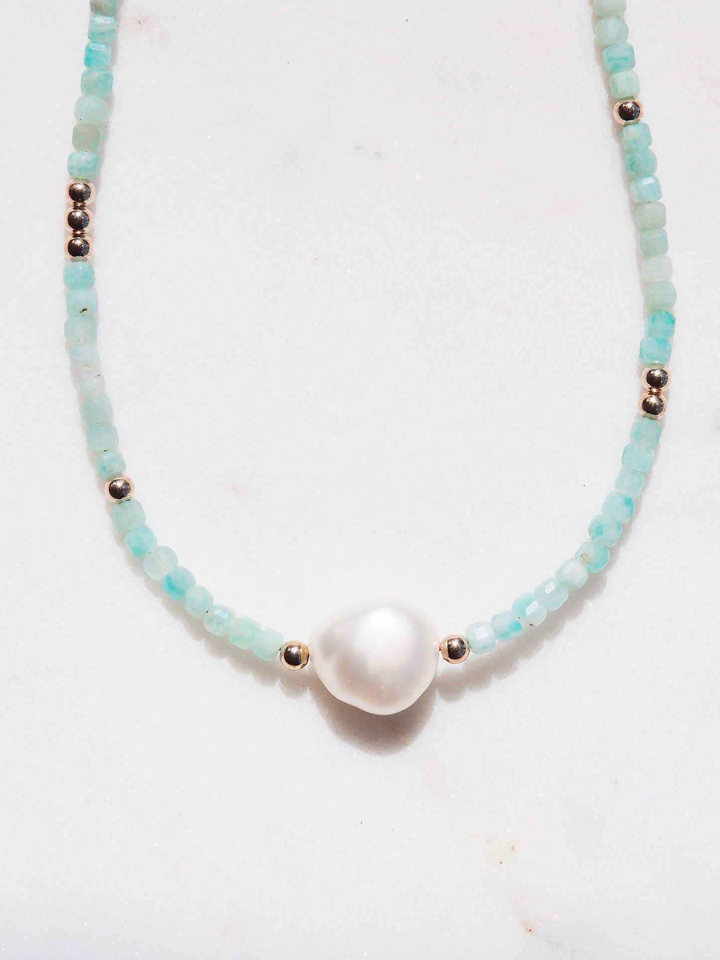White Pearl and Gemstone Necklace - Haukea