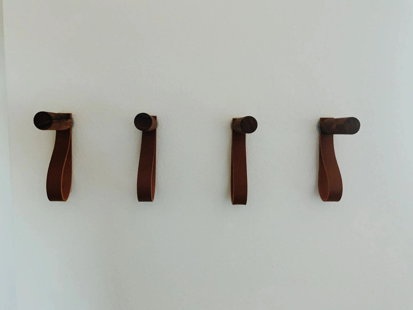 Modern Wood Hook With Leather Strap