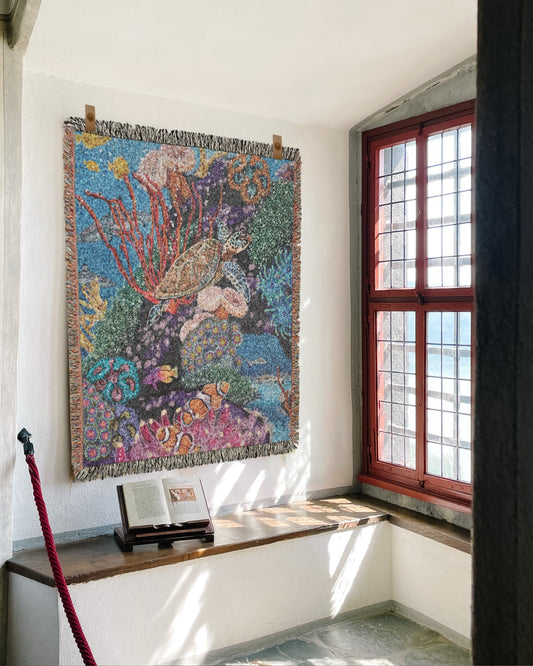 Turtle Reef Tides Woven Blanket Tapestry