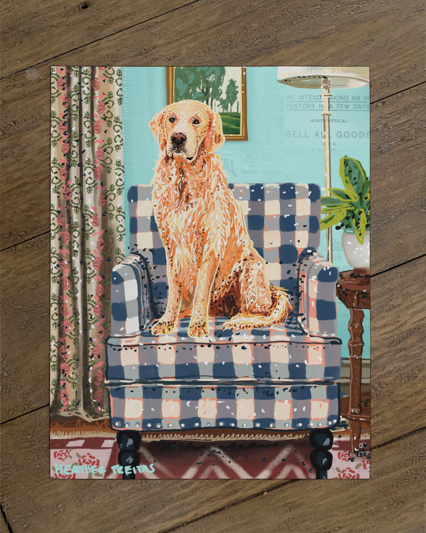 Golden Retriever- Build Your Pet Portrait Paper Print