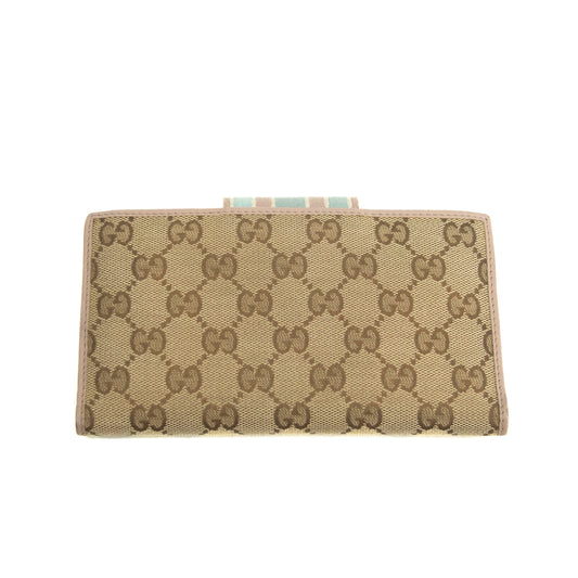 Gucci Beige & Pink GG Canvas French Flap Long Wallet #3920