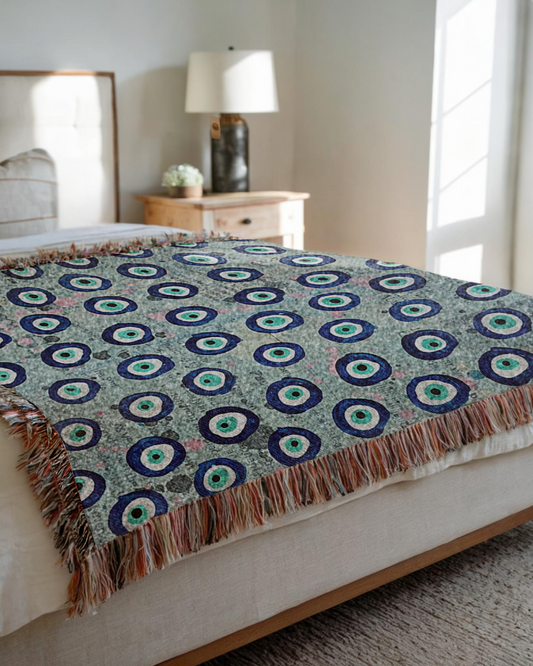 Evil Eye Blues Woven Blanket