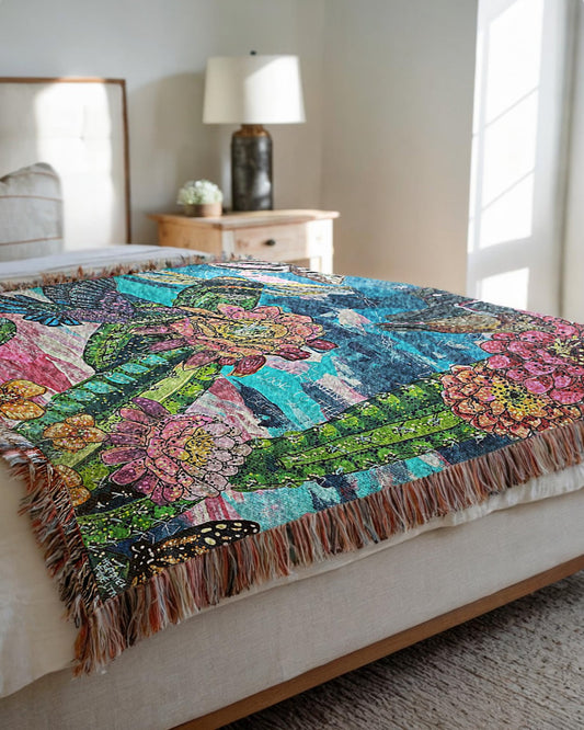 Twilight Desert Pollinators Woven Blanket