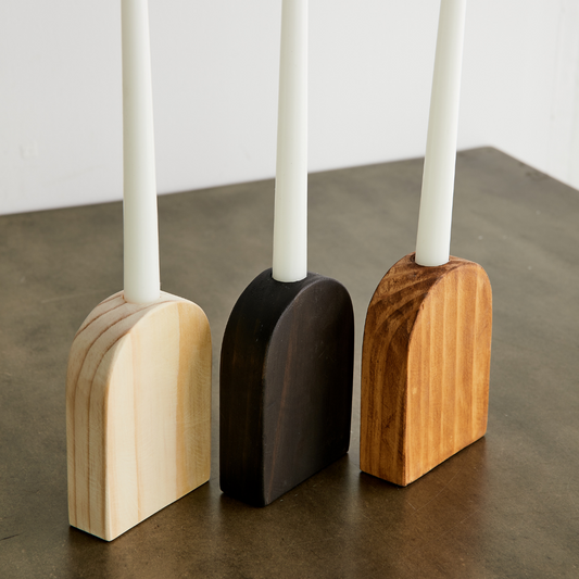 Arch Wooden Taper Candle Holder