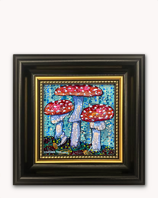 Rain & Mushrooms Framed Magnet ( Medium )