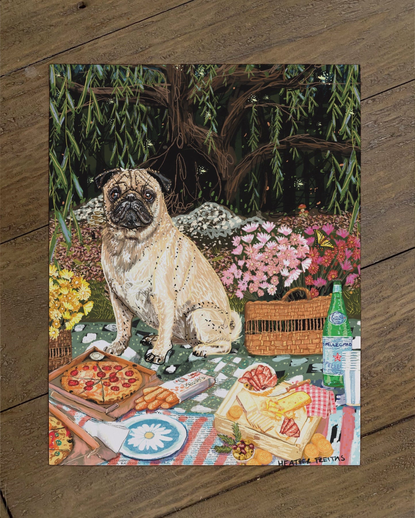 Pug - Build Your Own Pet Portrait Paper Print