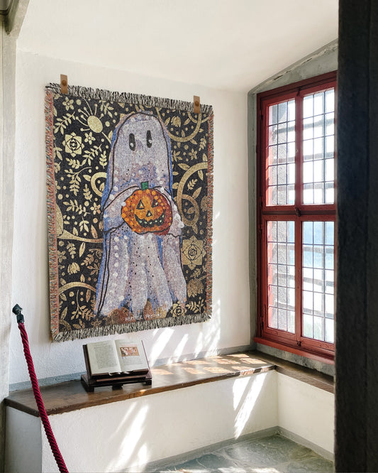 Gold Ghost Woven Blanket Tapestry
