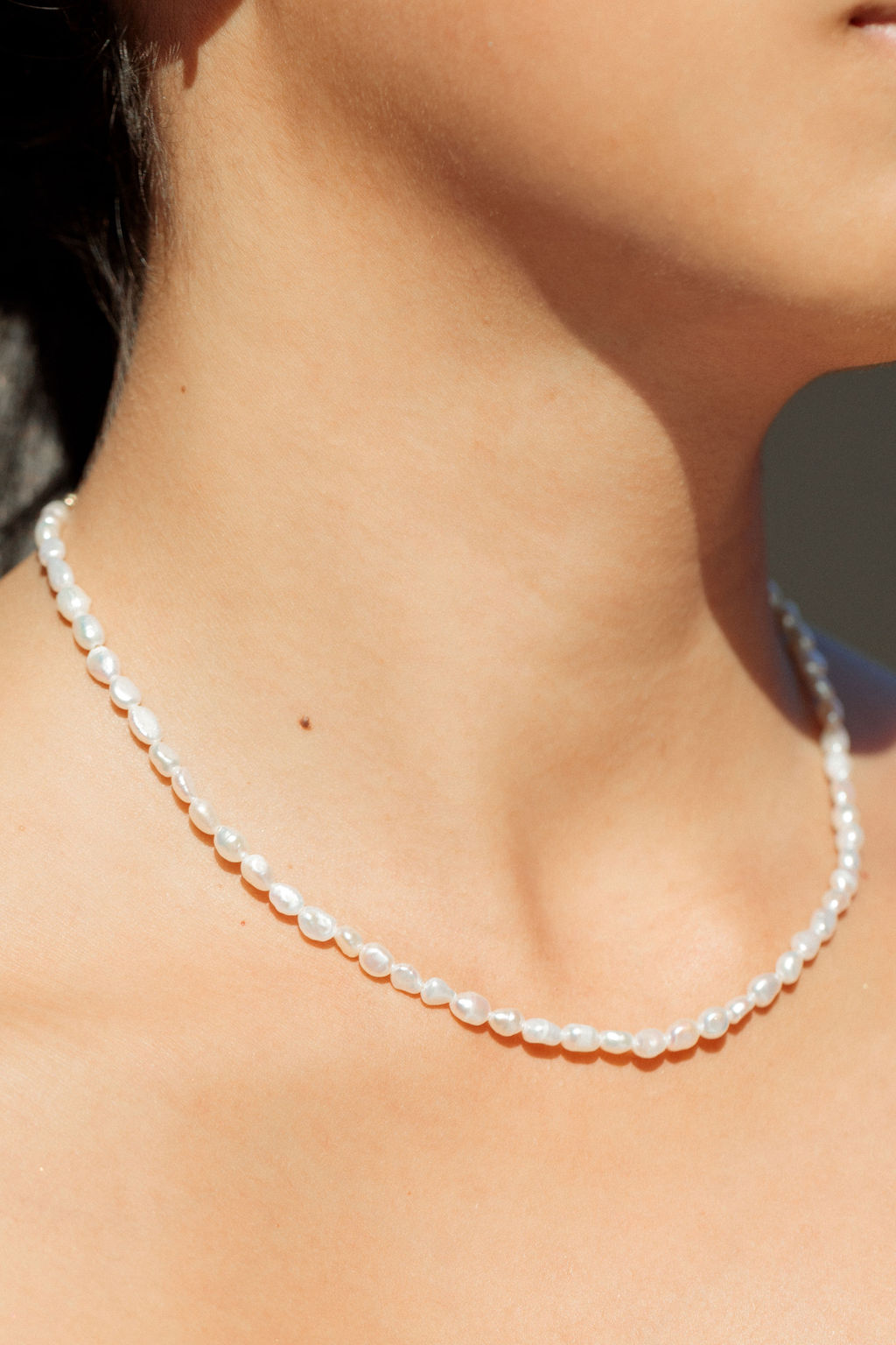 Gold Dainty White Pearl Necklace - Maile