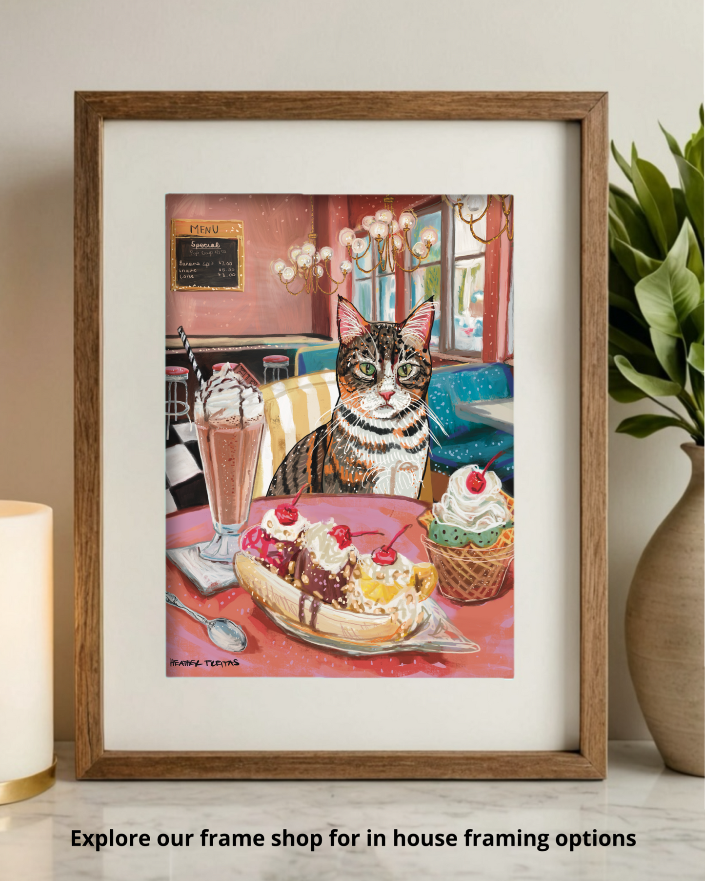 Tabby Cat With White - Build Your Pet Portrait Paper Print