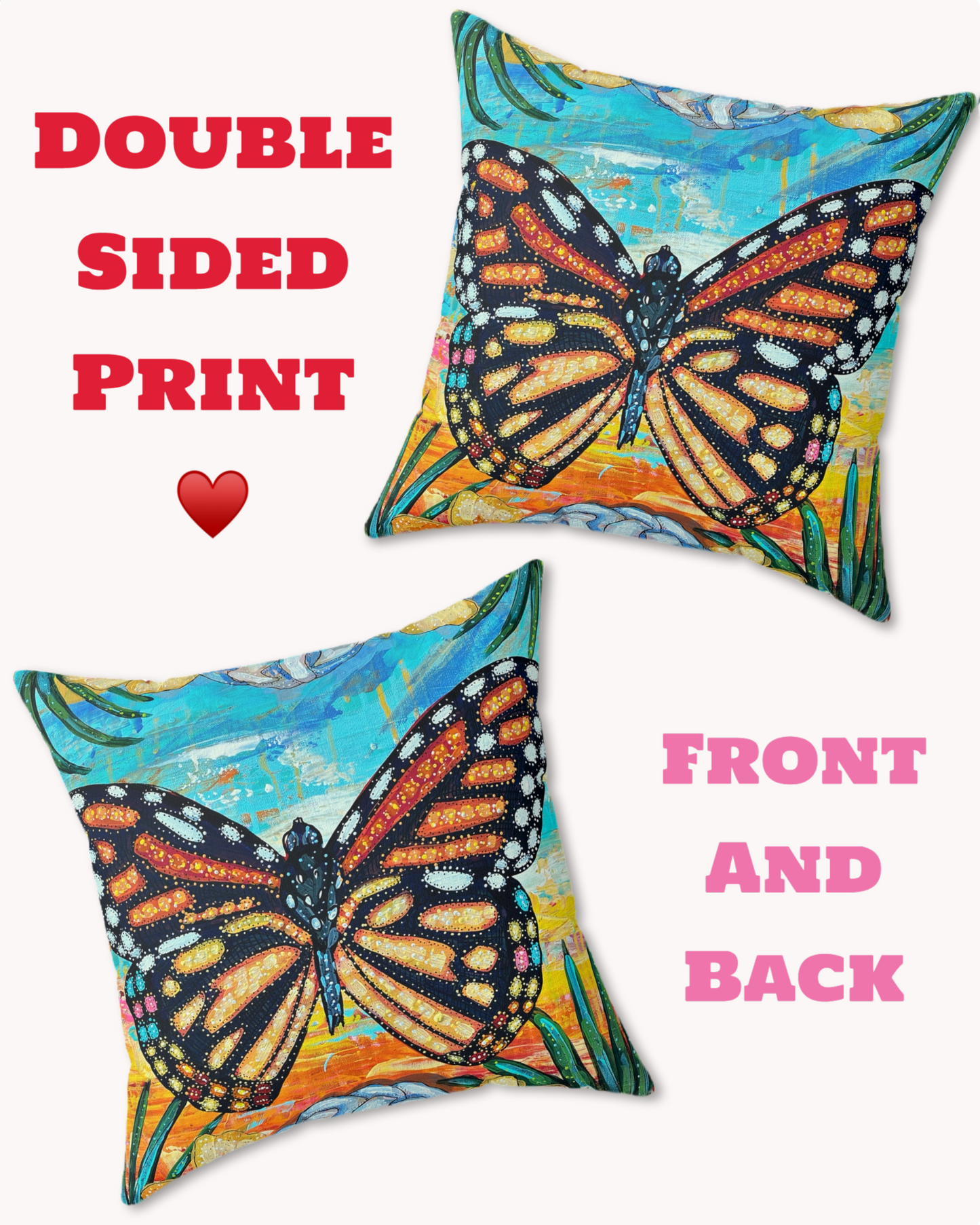 Tropical Monarch Decorative Faux Suede Throw Pillow