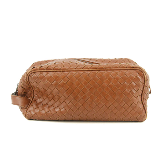 Bottega Veneta Intrrecciato Brown Leather Cosmetic Bag #5744