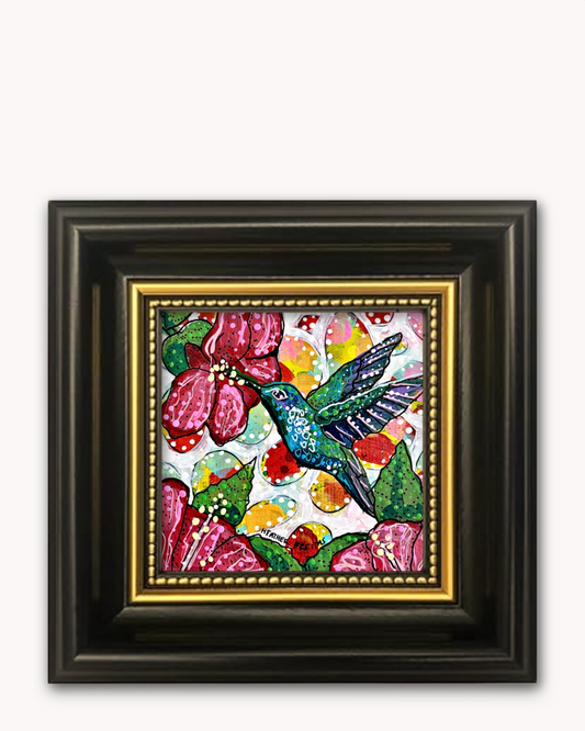 Hibiscus Hummingbird Framed Magnet ( Medium )