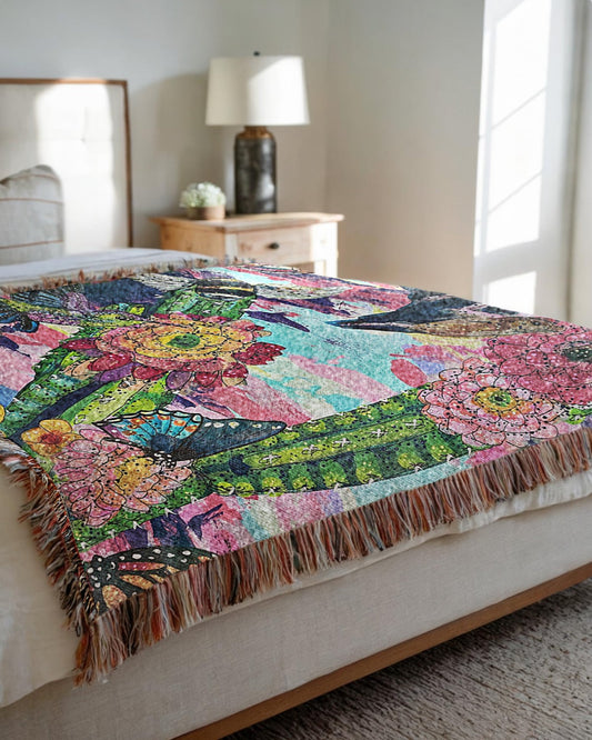 Dawn Desert Pollinators Woven Blanket