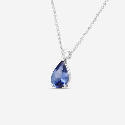 Roberto Coin 18K White Gold Diamond & Blue Sapphire Pendant Necklace 6520084AW18S2