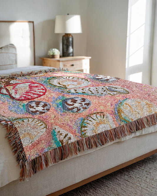 Pink Shells Woven Blanket