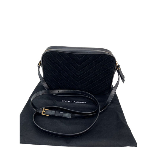 YVES SAINT LAURENT Lou Camera Matelasse Black Suede Crossbody Bag