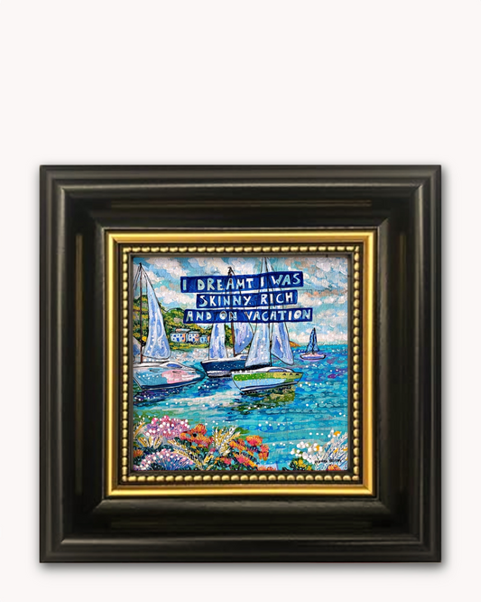 Skinny, Rich & On Vacation Framed Magnet ( Medium )