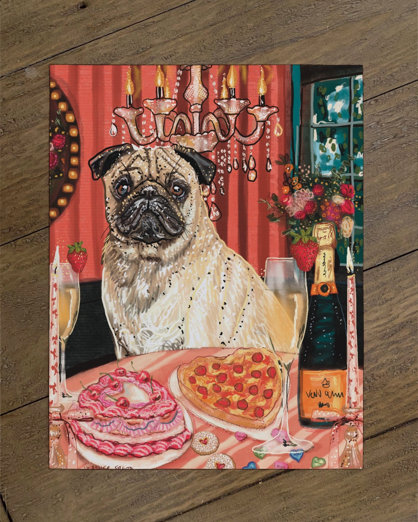 Pug - Build Your Own Pet Portrait Paper Print