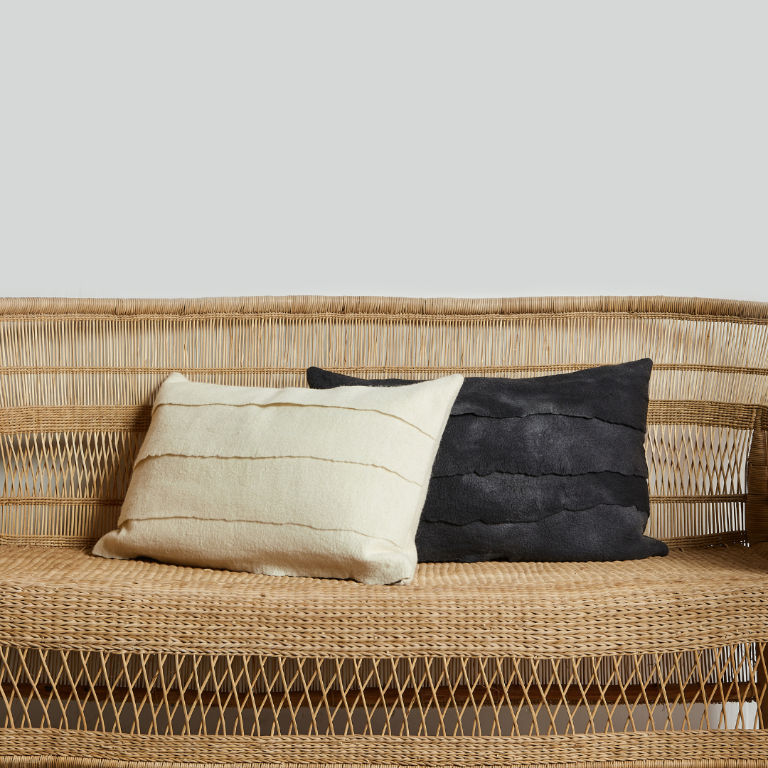 Layered Hand-Felted Merino Wool Throw Pillow