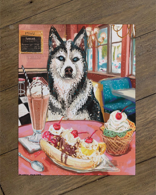 Husky - Build Your Own Pet Portrait Paper Print